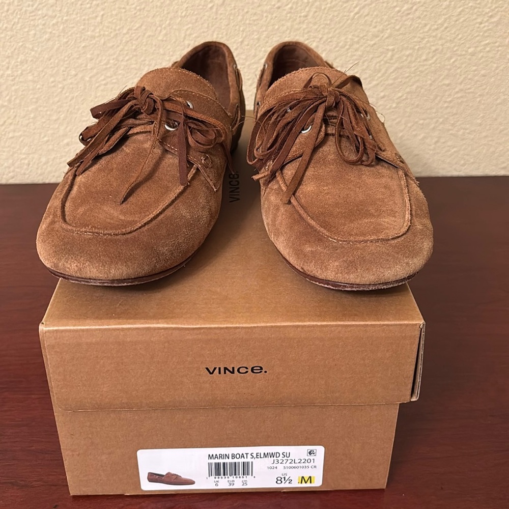 VINCE Marin Boat Shoe Elmwood Suede Size 81/2